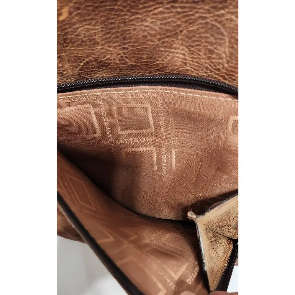 MATTEO MIO‎ BY SALAMA VTG Y2K RUSTIC LEATHER SATCHEL BAG